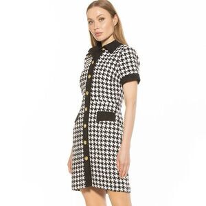 NWT Alexia Admor “Jenni” Tweed Shirtdress black/white houndstooth. Size 12